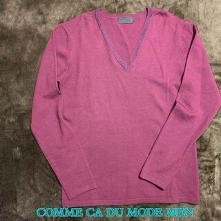 コムサデモード(COMME CA DU MODE)の【美品 メンズS】コムサデモードメン ウール ニット Vネック チクチクしない(ニット/セーター)