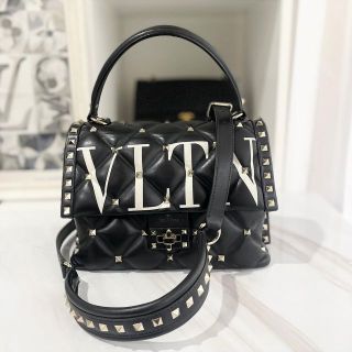 ヴァレンティノガラヴァーニ(valentino garavani)の美品★　ヴァレンティノ　ロックスタッズ　キャンディ　黒　2way　VLTN(ハンドバッグ)