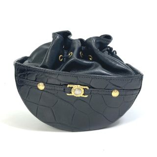 ヴェルサーチ VERSACE メデューサ ヴィンテージ 巾着 ポーチ 型押し