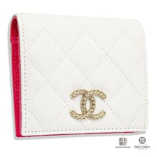 CHANEL⭐️マトラッセ リザードレザー2つ折り財布⭐️カーキグレー