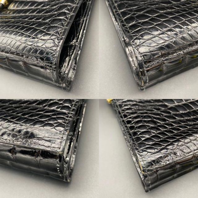 美品】クロコダイル 本革 ターンロック 金具 ハンドバッグ トート