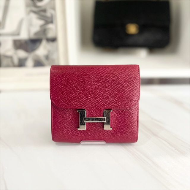 【正規品美品】HERMES エルメス ドゴン  長財布 ワインレッド 刻印 □N