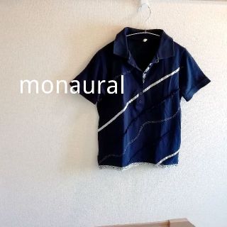 モノラル(MONORAL)のmonaural フリル デザイン ポロシャツ Tシャツ 襟付き ネイビー 黒(ポロシャツ)