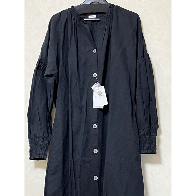 定価8万円 ISA ARFEN イサ アフェンパフスリーブワンピースIENA黒S