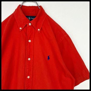 ポロラルフローレン(POLO RALPH LAUREN)の【レアカラー】ポロラルフローレン 90s ポニー刺繍 半袖シャツ 朱色 S相当(シャツ)