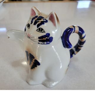 猫形 急須 ティーポット 美品(陶芸)