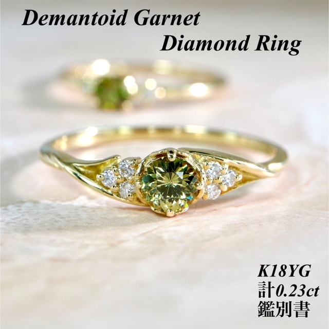 高評価の贈り物 デマンドガーネットダイヤモンドリングK18YG 計0.23ct