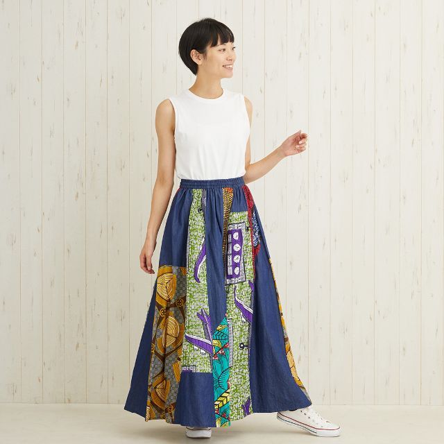 shanti2　スカート　アフリカンデニム　アジアンファッション　レイブ　フェス
