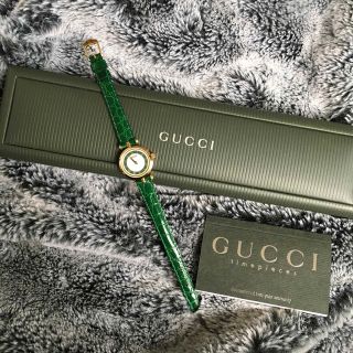 グッチ(Gucci)のレア 美品 ヴィンテージ オールド グッチ グリーン シェリー ウォッチ(腕時計)