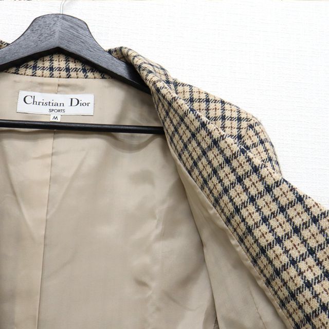 Christian Dior(クリスチャンディオール)の美品 Christian Dior ディオール ウールチェックパターンジャケット レディースのジャケット/アウター(テーラードジャケット)の商品写真