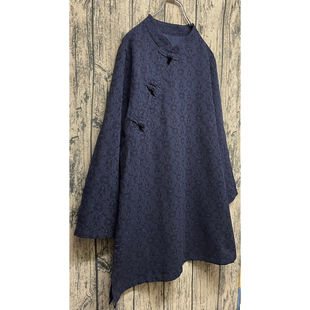 チャイナシャツ ネイビー navy レディースのトップス(シャツ/ブラウス(長袖/七分))の商品写真