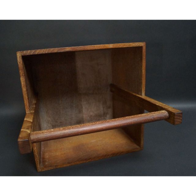 ☆茶道具☆桑製炭箱手付炭斗/鉄製炭割火箸/火箸付 炭道具☆美しい木目