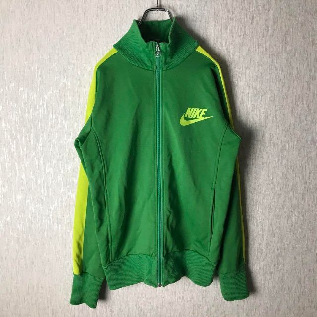 NIKE(ナイキ)の8225 美品✨NIKEトラックジャケットバイカラーグリーン×ライムS-M メンズのトップス(ジャージ)の商品写真