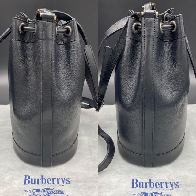 完成品 【極美品】バーバリー ノバチェック 巾着 レザー ミニポーチ
