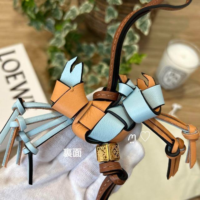 LOEWE ロエベ クラブバッグチャーム カニ レザーキーリング キーホルダー-