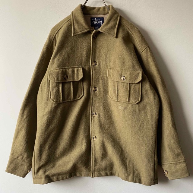 希少 90s old stussy ウールジャケット インド製 紺タグ キャメル