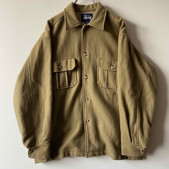 希少 90s old stussy ウールジャケット インド製 紺タグ キャメル