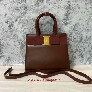 サルヴァトーレフェラガモ(Salvatore Ferragamo)のフェラガモ ヴァラリボン 2WAY ハンド ショルダーバッグ ブラウン レザー(ハンドバッグ)