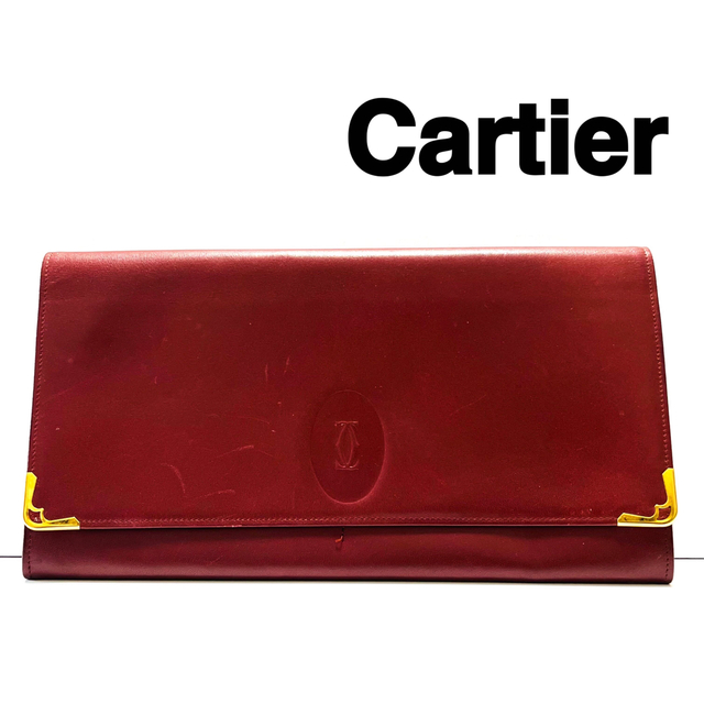 2cmボルドー外側【美品】Cartier カルティエ クラッチバッグ セカンドバッグ ボルドー