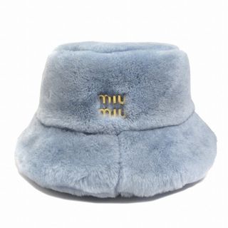 ミュウミュウ(miumiu)の美品 22aw ミュウミュウ シアリング シープファー バケット ハット ▼４(その他)