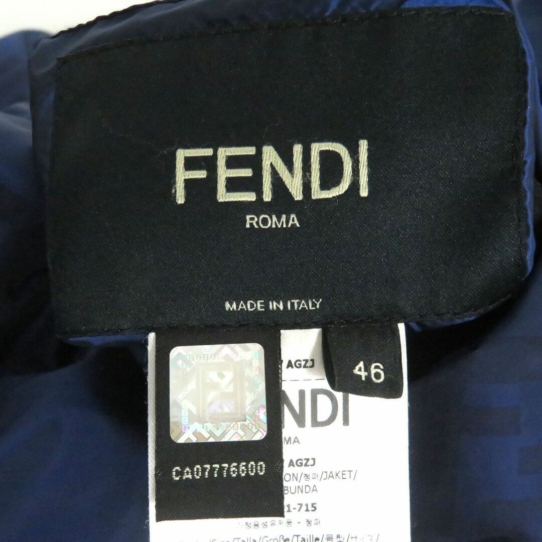 美品□2021年製 FENDI/フェンディ FW1087 AGZJ ズッカ FFロゴ総柄 PUFFY JACKET リバーシブル ダウンジャケット/パフィージャケット 青 46　t15-st30316-267