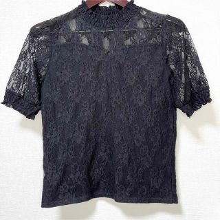 イング(INGNI)の【美品】INGNI イング ハイネック レース トップス 半袖 ブラック(Tシャツ(長袖/七分))