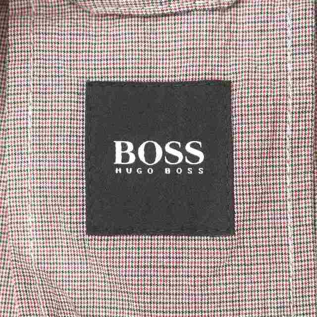 HUGO BOSS(ヒューゴボス)のHUGO BOSS テーラードジャケット 2B 千鳥柄 UK56 XXL 赤 メンズのジャケット/アウター(テーラードジャケット)の商品写真