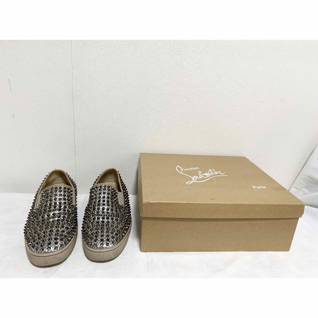希少美品 クリスチャンルブタン スタッズ パイソン スリッポン 41 26