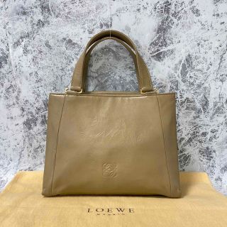 ロエベ(LOEWE)のロエベ LOEWE アナグラム ミニ ハンドバッグ レザー ベージュ(ハンドバッグ)