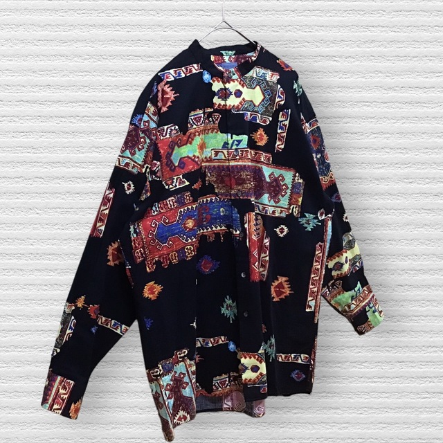 KENZO(ケンゾー)の【超稀少.芸術デザイン.匿翌送】KENZO バンドカラー　シャツ　Vintage メンズのトップス(シャツ)の商品写真