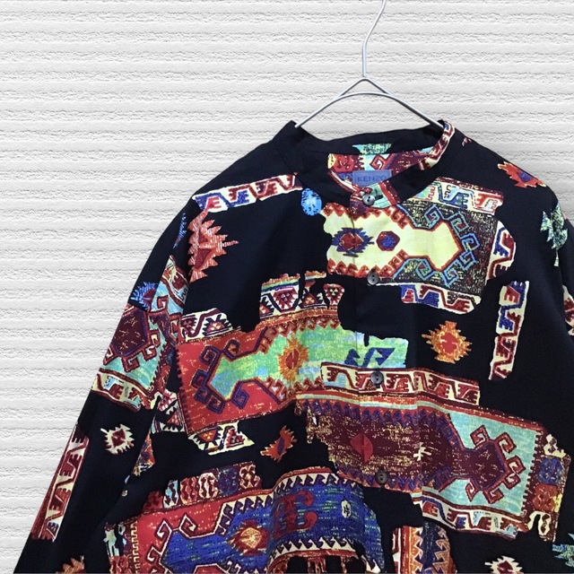 KENZO(ケンゾー)の【超稀少.芸術デザイン.匿翌送】KENZO バンドカラー　シャツ　Vintage メンズのトップス(シャツ)の商品写真