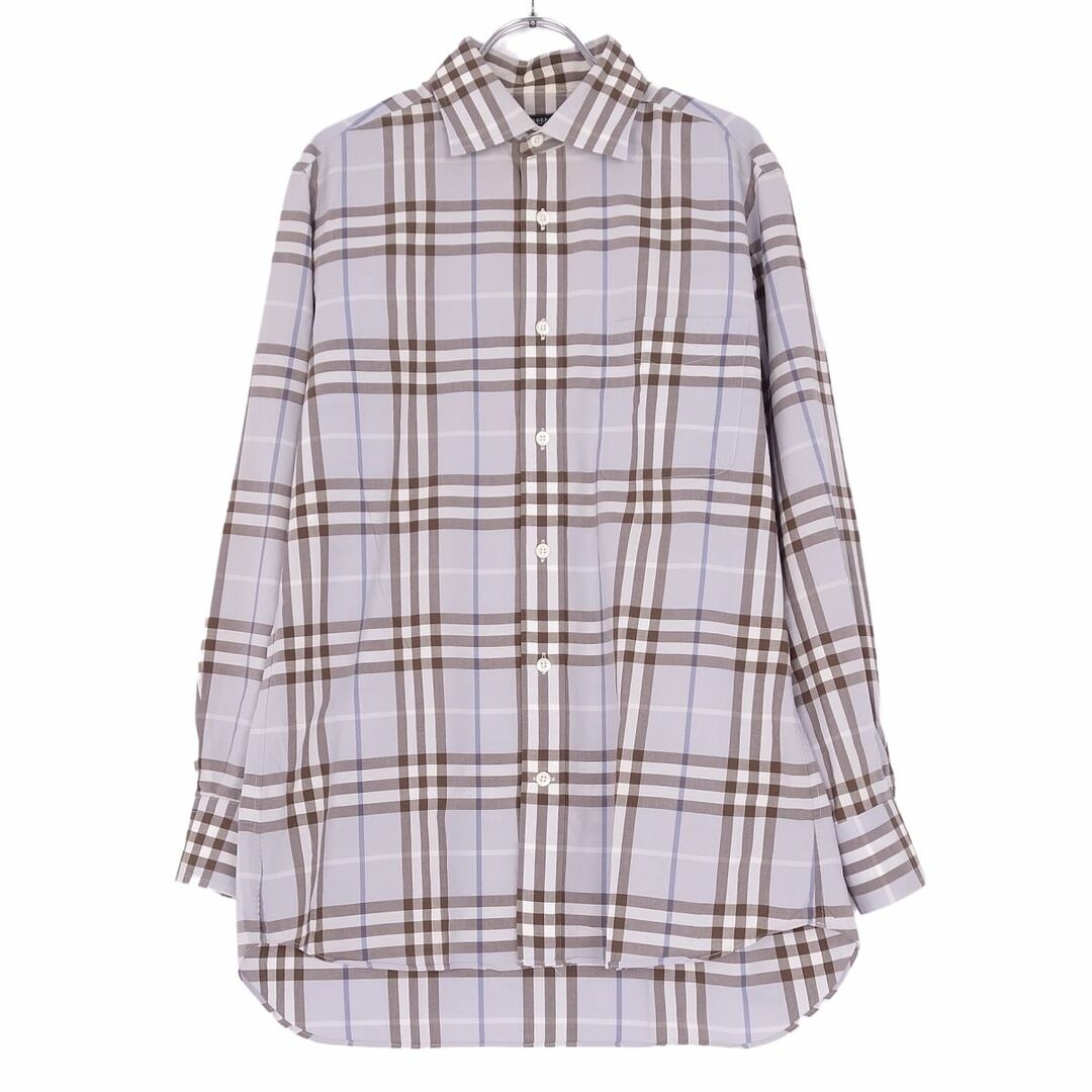 バーバリー ロンドン BURBERRY LONDON シャツ チェック柄 長袖 ロングスリーブ コットン トップス メンズ M ブルー |  フリマアプリ ラクマ