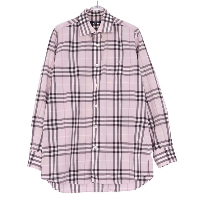 バーバリー ロンドン BURBERRY LONDON シャツ チェック柄 長袖 ロングスリーブ コットン トップス メンズ M ピンク |  フリマアプリ ラクマ