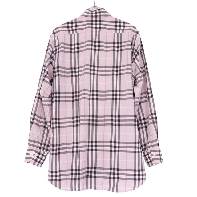 バーバリー ロンドン BURBERRY LONDON シャツ チェック柄 長袖 ロングスリーブ コットン トップス メンズ M ピンク