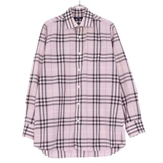 バーバリー(BURBERRY)のバーバリー ロンドン BURBERRY LONDON シャツ チェック柄 長袖 ロングスリーブ コットン トップス メンズ M ピンク(シャツ)