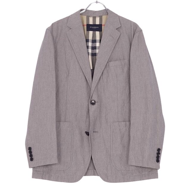 バーバリー ロンドン BURBERRY LONDON ジャケット ブレザー テーラードジャケット コットン リネン メンズ アウター M グレー | フリマアプリ ラクマ