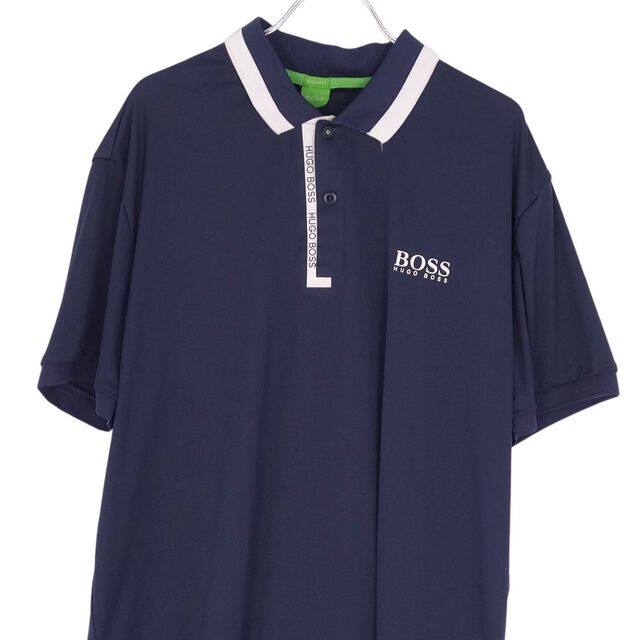 ヒューゴボス HUGO BOSS コットンポリエステル 半袖ポロシャツ ネイビー【サイズM】【メンズ】