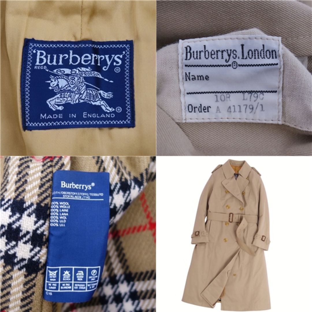 BURBERRY BLACK LABEL(バーバリーブラックレーベル)の美品 Vintage バーバリー Burberrys コート トレンチコート 裏チェック ライナー付き 英国製 アウター レディース 10(L相当) ベージュ レディースのジャケット/アウター(トレンチコート)の商品写真