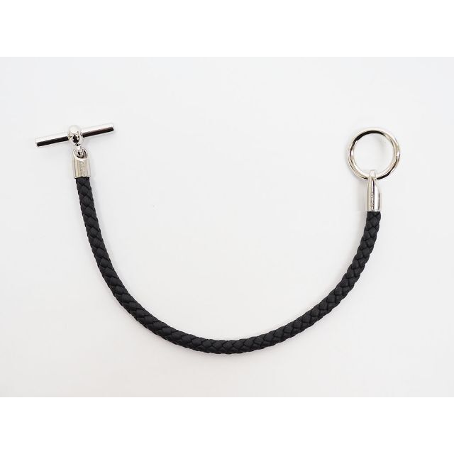 未使用品】エルメス HERMES レザーブレスレット グレナンH 黒 シルバー