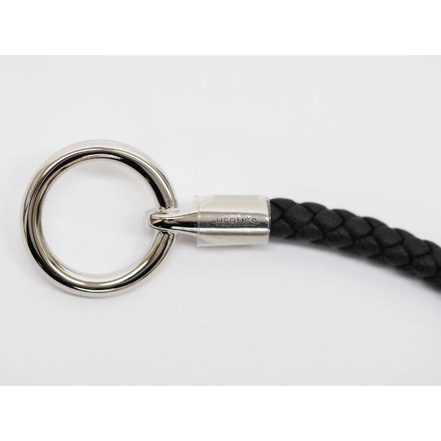 未使用品】エルメス HERMES レザーブレスレット グレナンH 黒 シルバー