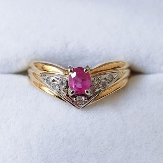 ジュエリーマキ(ジュエリーマキ)のダイヤモンド×ルビー リング K18YG Pt850 0.39ct 3.7g(リング(指輪))