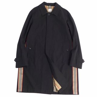 バーバリー(BURBERRY)の極美品 バーバリー BURBERRY コート ステンカラーコート バルマカーンコート ストライプ コットン アウター メンズ 52(L相当) ブラック(ステンカラーコート)