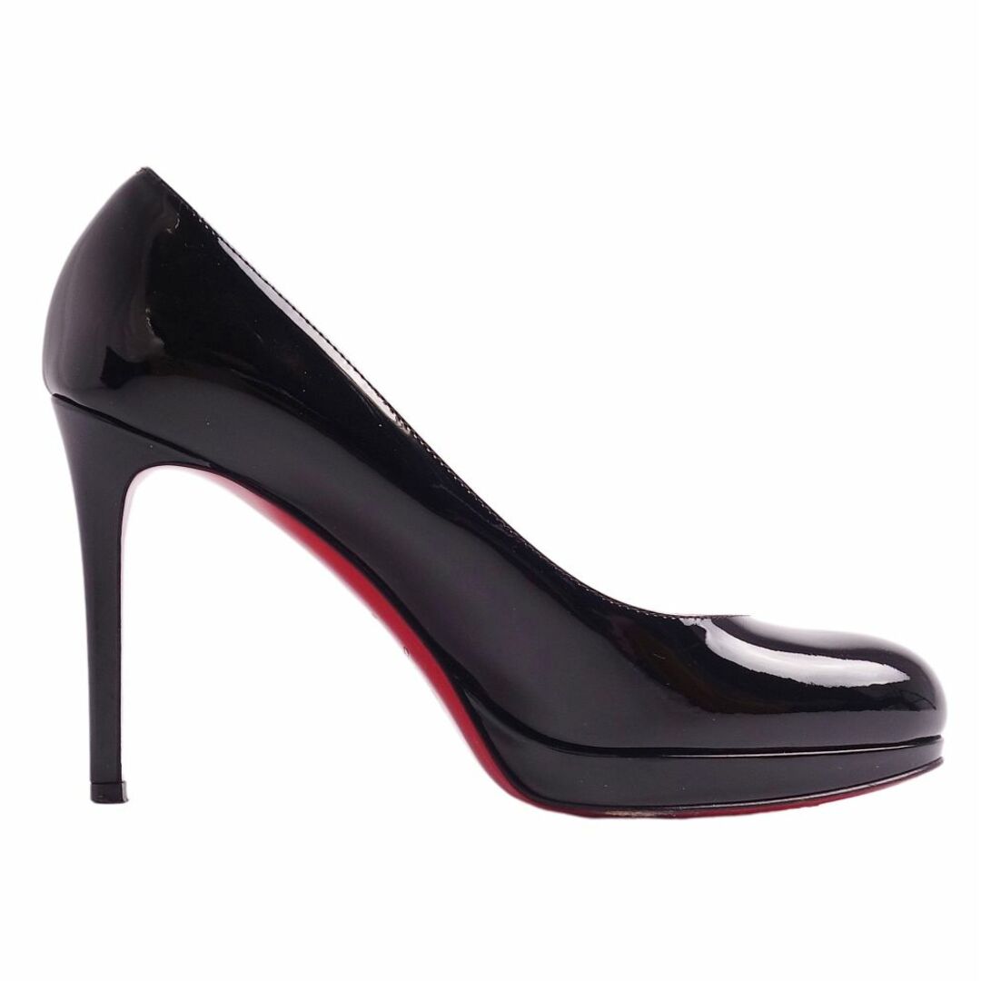 美品 クリスチャンルブタン Christian Louboutin パンプス プラットフォーム エナメルレザー ヒール シューズ 靴 レディース イタリア製 37(24cm相当) ブラック約75cmインソール全長