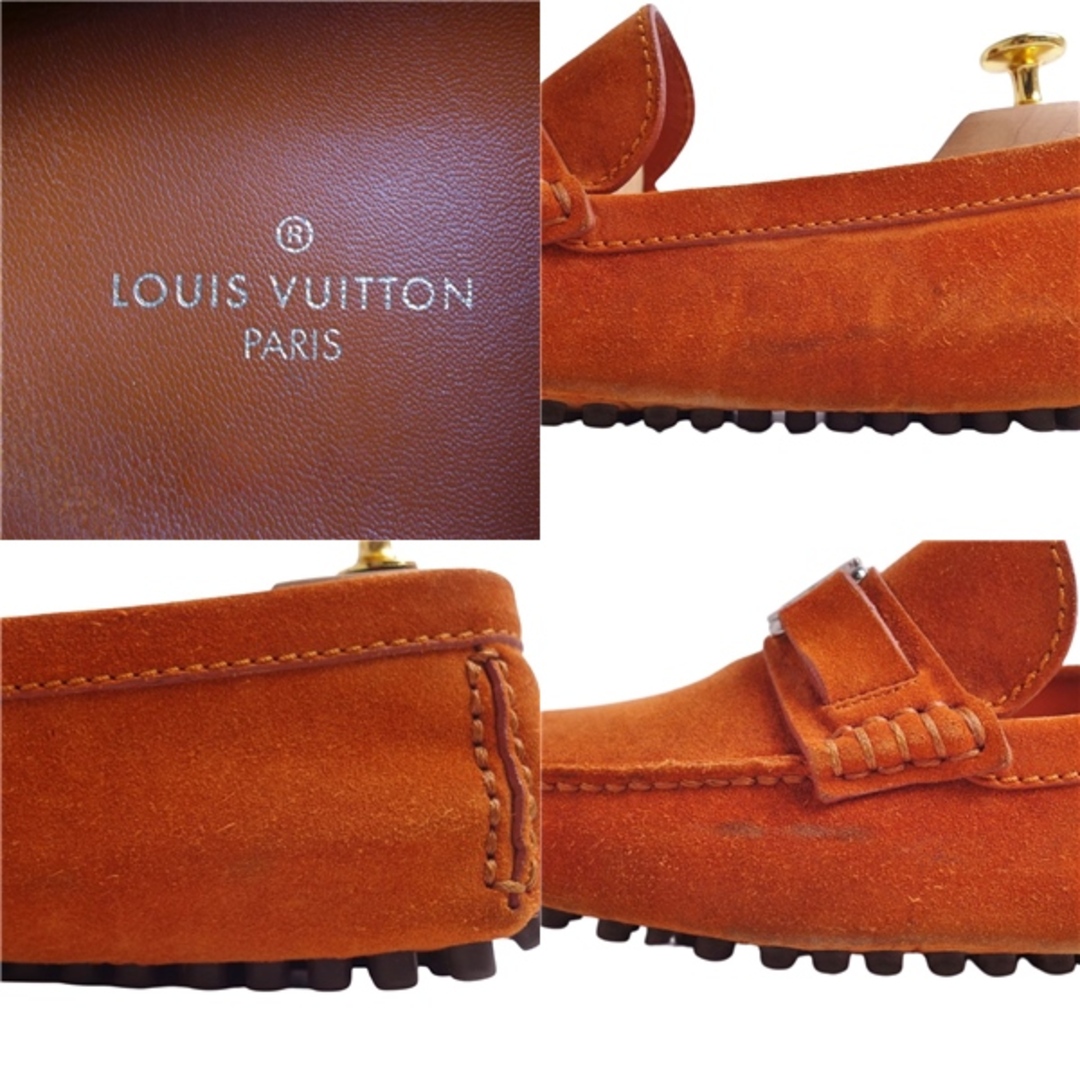 LOUIS VUITTON(ルイヴィトン)のルイヴィトン LOUIS VUITTON ローファー ドライビングシューズ LV金具 スウェードレザー シューズ 靴 メンズ 6 1/2(25.5cm相当) オレンジ メンズの靴/シューズ(その他)の商品写真