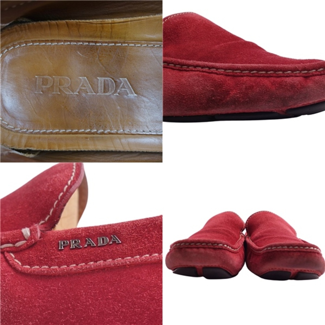 プラダ PRADA ローファー ドライビングシューズ ロゴ スウェードレザー シューズ 靴 メンズ イタリア製 10(29cm相当) レッド