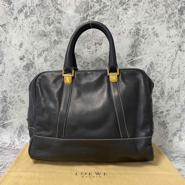 ロエベ LOEWE ミニボストンバッグ アナグラム 内側総柄 レザー ...