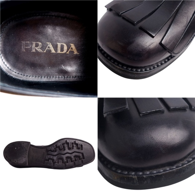 プラダ PRADA レザーシューズ キルト カーフレザー 革靴 メンズ イタリア製 7 1/2(26.5cm相当) ブラック