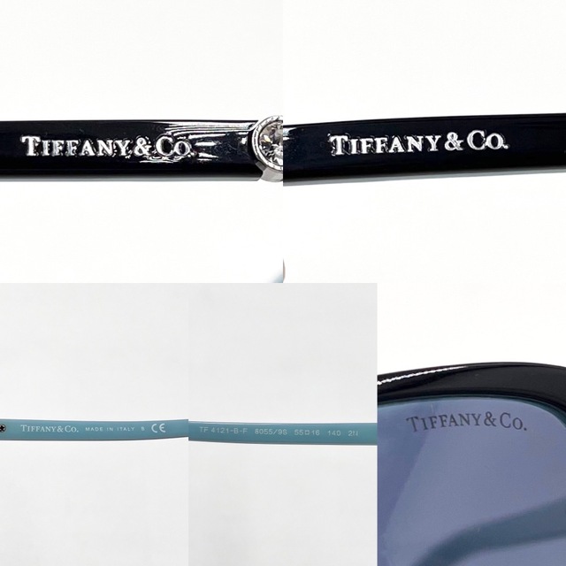 Tiffany & Co.(ティファニー)のTIFFANY&Co. ティファニー サングラス グラデーション ラインストーン 半透明 アイウェア 眼鏡 TF4121BF プラスチック    ブラック 黒 ティファニーブルー シルバー金具 レディース 定番【中古品】 レディースのファッション小物(サングラス/メガネ)の商品写真