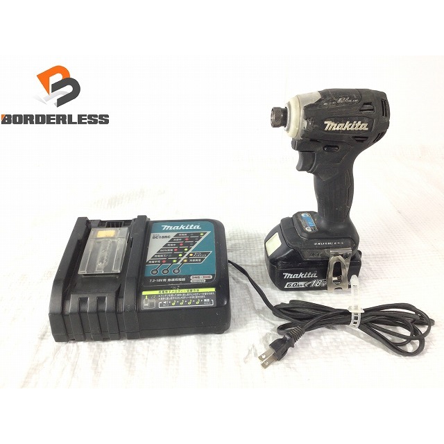 ☆品☆makita マキタ 18V 充電式インパクトドライバ TD172D 黒/ブラック バッテリー1個(18V 6.0Ah) 充電器付き 69747