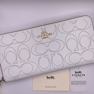 コーチ(COACH)の新品　COACHコーチ　長財布　レディース メンズ シグネチャー ホワイト(財布)